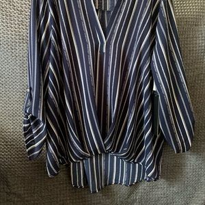 Always Indigo NWT Navy Striped Modest Cut Shirt Size 3X